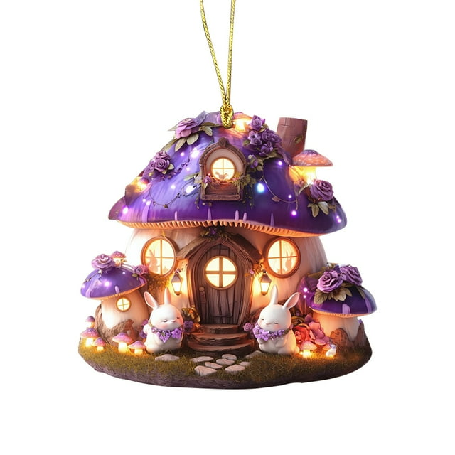 Kjfeif Easter House 2D Acrylic Small Hanging Pendant, Mini House Shaped Car Interior Charm & Backpack Pendant, Cute Acrylic Ornament, for Easter Spring Home Car Festive Decor & Daily Accessory