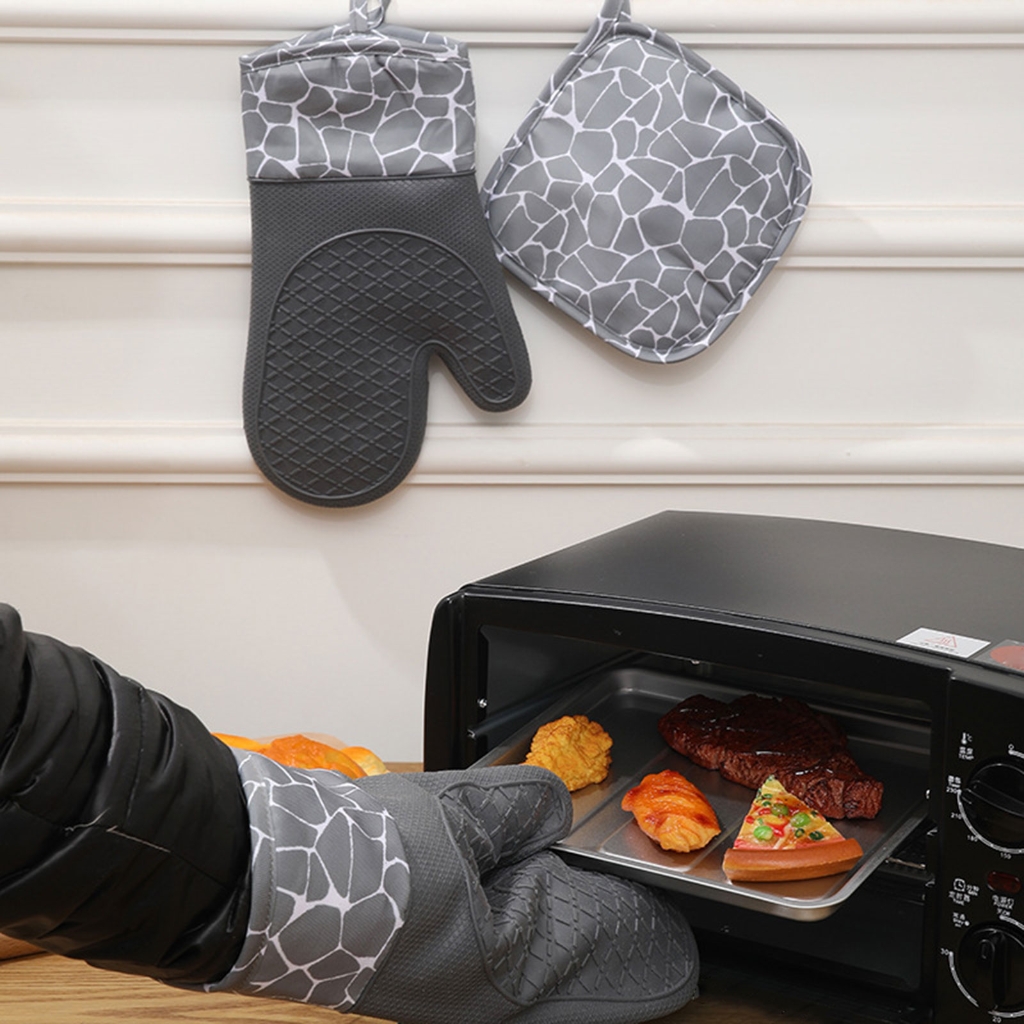 WINDLAND Heat Resistant Silicone Oven Gloves Durable Oven Mitts Comfortable Pots Holder Suitable for Kitchen Cooking Grilling