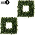 thumbnail image 3 of Set of 2 Wreaths - 16.5-Inch Square Artificial Boxwood Spring, Summer, Winter, or Fall Wreaths - Outdoor/Indoor Decor for Front Door, 3 of 4