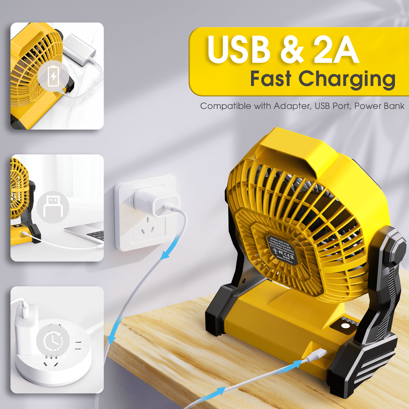 Camping Fan with LED Lantern, Portable Fan Rechargeable Battery Powered Fan, Desktop Camping Fan for Picnic, Fishing, Home, Tent