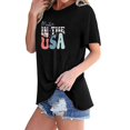 thumbnail image 3 of Tops Cortos para Mujeres Bandera de Moda Impresa Cuello Redondo, Camiseta de Manga 3/4 para Uso Diario, Casero Y Cómodo, 3 of 4
