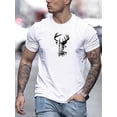 thumbnail image 1 of Men's Summer Casual T-Shirt with Deer Head Design - Breathable Polyester, Crew Neck, Short Sleeve, 1 of 5