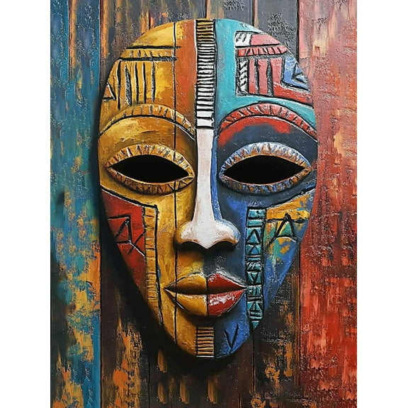 African Mask Canvas Wall Art， Perfect for Living Room， Bedroom， Office， Dining Room， and Hallway Decor