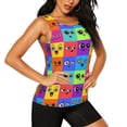 thumbnail image 2 of Easygdp Doodle Faces Emotions Women's Workout Tank Top, Running Top, Hiking Shirt, Quick-Dry for Running, Yoga, Hiking - Medium, 2 of 9