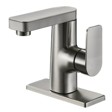 Single Handle Single Hole Bathroom Faucet Deckplate and Drain Kit Included in Brushed Nickel