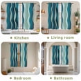thumbnail image 6 of Teal Ombre Kitchen Curtains, Abstract Art Moire Ocean Waves Light Filtering Window Curtain Panels, 2Pcs Rod Pocket Window Treatments Set for Living Room Bathroom Bedroom 42x63 Inches, 6 of 9
