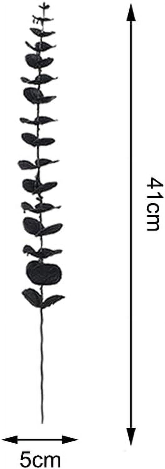40 Pcs Black Eucalyptus Stems - Artificial Eucalyptus Branches Long Stems with Leaves - 16 inch Black Artificial Flowers Faux Plants for Vase Halloween Decor Home Wedding Bouquet