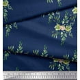 thumbnail image 3 of Soimoi Blue Rayon Fabric Square & Leaves Print Fabric by Yard 58 Inch Wide, 3 of 3
