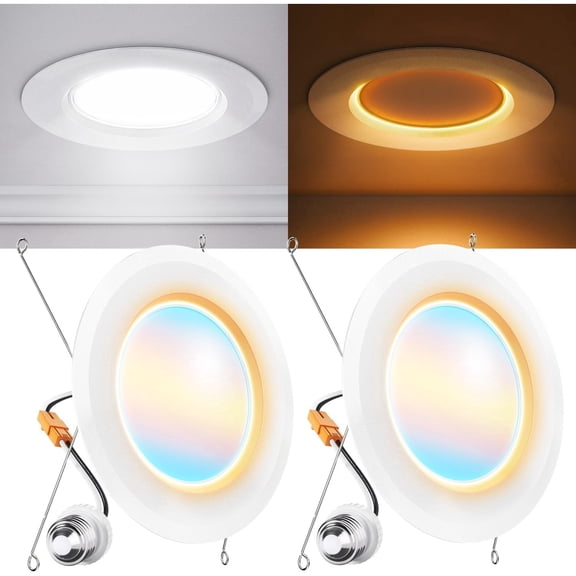 Sunco 6 Inch Recessed Light with Night Light, LED Can Lights Retrofit Lighting, 1000 LM, 12W, Selectable CCT 2700K/3000K/4000K/5000K/6000K, Dimmable, Damp Rated ETL 2 Pack
