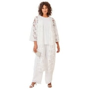 Roaman's Women's Plus Size Lace Duster Pant Set
