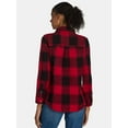 thumbnail image 3 of Time and Tru Women's Cozy Flannel Shacket, Sizes S-XXXL, 3 of 5