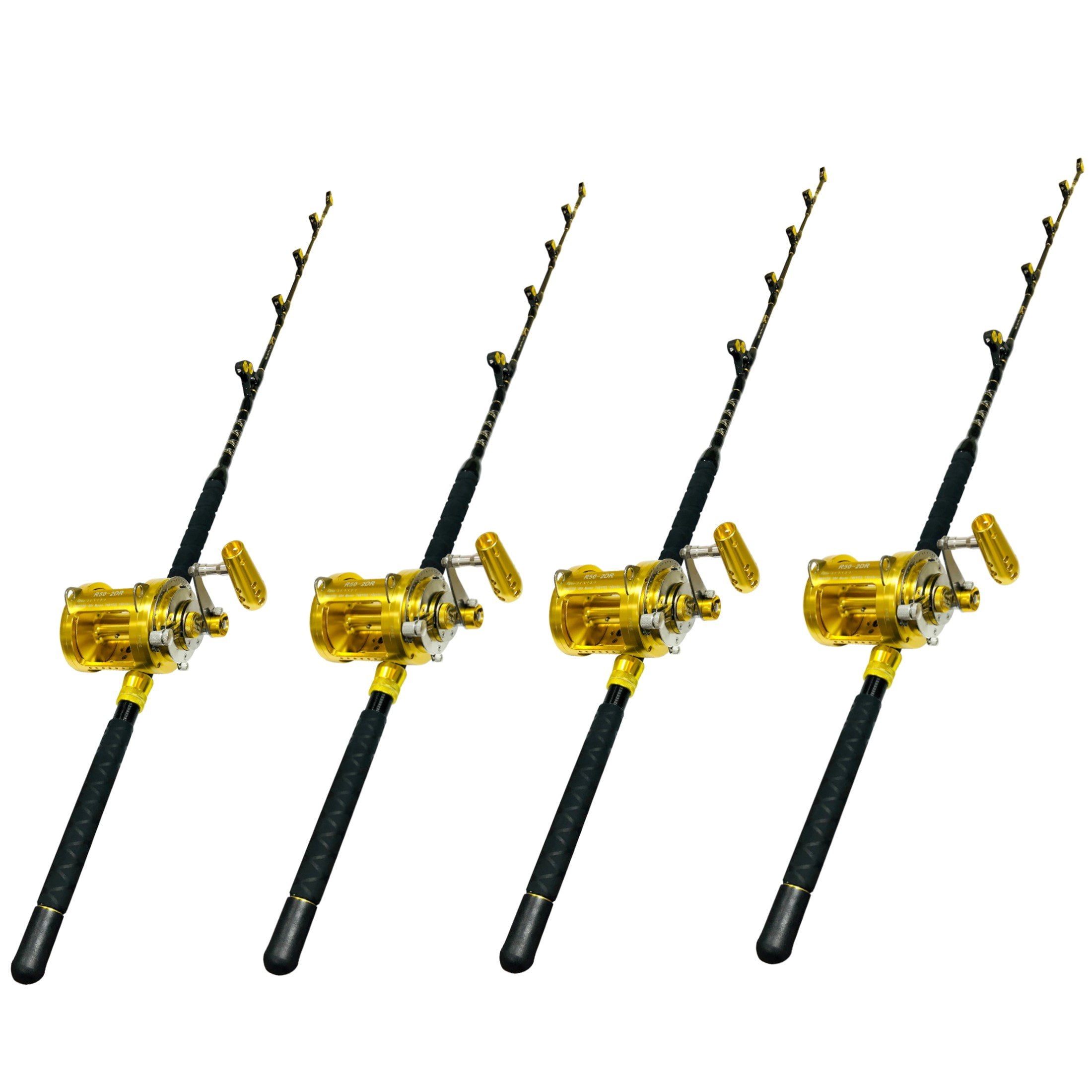 combo (4) 50 wide 2 speed reels and (4) 100 120 lb. blue