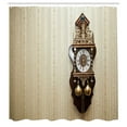 thumbnail image 3 of Ambesonne Antique Shower Curtain, Wood Wall Carving Clock, 69"Wx84"L, Brown and Tan, 3 of 5