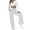 White, variant on XFLWAM Women's Cargo Pants Solid Wide Leg Lounge Pants Casual Straight High Waist Stretch Pants Corduroy Linen Pants Black M