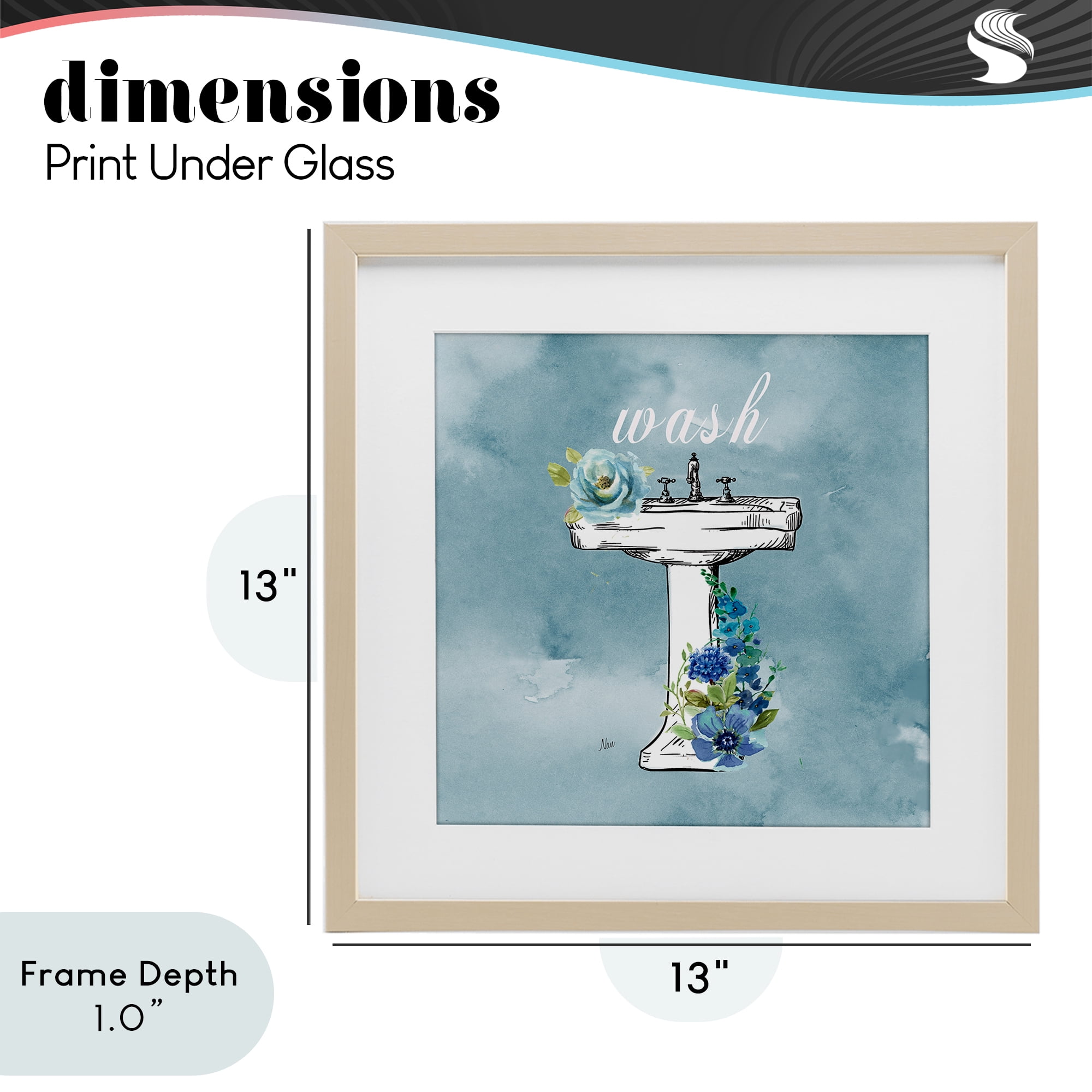 Stupell Industries Floral Bathroom Rules Wash Birch Framed Print Under Glass, design by Nan