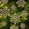 thumbnail image 1 of 36 adornos navideños de copos de nieve dorados, adornos de copos de nieve con purpurina de plástico para decoraciones para árboles de Navidad de invierno, dorado, 1 of 4