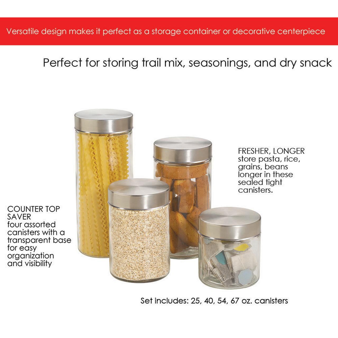 Home Basics Square Glass Canisters with Bamboo Lids (4-Piece) HDC92369 -  The Home Depot