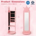 thumbnail image 6 of CHARMAID 360 Swivel Kids Jewelry Cabinet Armoire, Full Length Mirror, Coat Rack, Storage Shelves, 44'' Standing Vanity Dressing Mirror, Kids Jewelry Organizer for Girls (Pink), 6 of 14