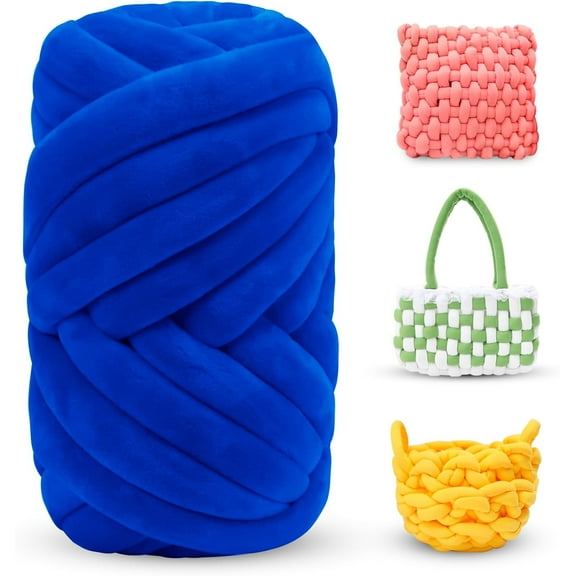1Pcs 0.55lb/10 Yards Thick Chunky Yarn for Arm Knitting Jumbo Tube Yarn Soft Chunky Knit Blanket Yarn, Velvet Yarn for Crocheting Handbags Hand Knitting Pet Bed Rugs Pillows Crafts