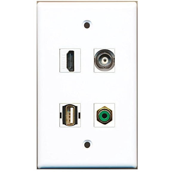 RiteAV - 1 Port HDMI 1 Port RCA Green 1 Port USB A-A 1 Port BNC Wall Plate