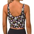 thumbnail image 4 of Goofa Daisies Flowers Printed Sports Bras for Women, High Impact Running Bra Workout Crop Tank Tops Longline Sports Bra Push up-Small, 4 of 9