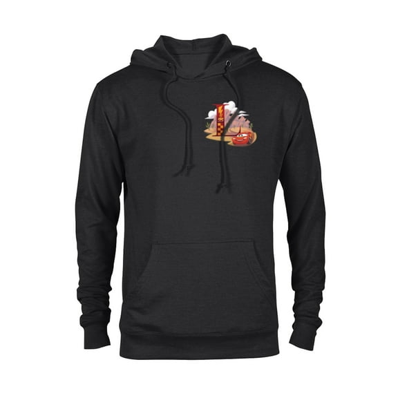 Disney & Pixar Alphabet Monogram Letter L Lightning McQueen - Pullover Hoodie for Adults - Customized-Black