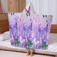 thumbnail image 5 of Urple Butterfly Flower Pattern Hooded Bath Towel，60"x35" for Ages 3 To 12 Kids, Quick Dry Lightweight Soft Microfiber Hood Beach Towel Cover Up for Kids, 5 of 7