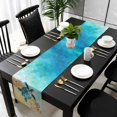 thumbnail image 5 of Teal Blue Coastal Table Runner Cotton Linen 108 Inch Holiday Dresser Scarves, Summer Beach Turtle Nautical Tablerunner for Kitchen Coffee Dining Bedroom Living Room Dinner Scarf Décor 13''x108'', 5 of 9