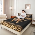 thumbnail image 3 of Erosebridal Cheetah Animal Print Kid Queen Sheet Sets, Princess Bow Initial W Bed Set, 4pcs, 3 of 5