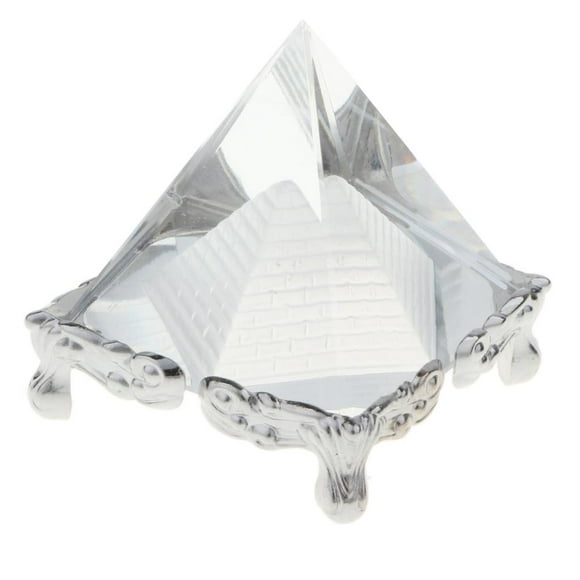 1.57 '' Crystal Crystal Pyramid Soporte De Plata Apoyos De La Fotografía Adorno