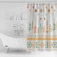 thumbnail image 4 of Extra Long Shower Curtain 72x84 Inch, Orange Teal Botanical Shower Curtain Waterproof Bathroom Decor Boho Ethnic Geometric Abstract Fabric Bath Curtain Set Accessories with Hooks, 4 of 6