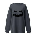 thumbnail image 3 of YVNAURA Women's Oversized Halloween Graphic Crewneck Sweatshirt Cute Pumpkin Bat Print Long Sleeve Pullover Loose Fit Casual Fall Spooky Season Tops 1 Pack, Grey,L, 3 of 6