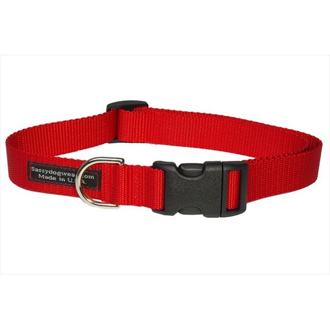 Sassy Dog Wear SOLID RED LGC Nylon bing Dog Collar, Red Large