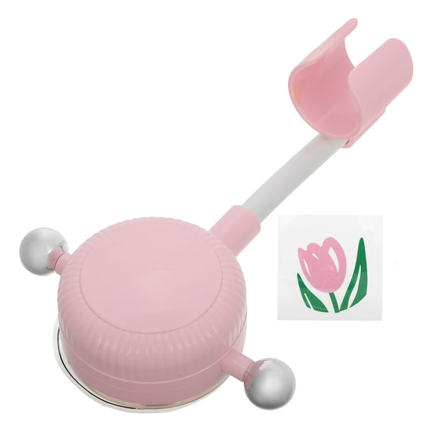 Soporte de ducha con ventosa ajustable, sin taladro, reutilizable, para pared, para baño, color rosa
