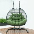 thumbnail image 4 of 2 Person Hanging Egg Chair - Folding Wicker Swing Seat, Outdoor Porch Patio Double Chair, Durable Aluminum Frame, 4 of 10