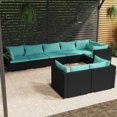 thumbnail image 1 of vidaXL 8 Piece Patio Lounge Set with Cushions Black Poly Rattan, 1 of 6