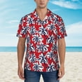 thumbnail image 2 of Sikiie Palm Tree Pattern on Red Print Men's Hawaiian Shirt, Summer Beach Button Pocket Short Sleeve T-Shirt,Small, 2 of 7