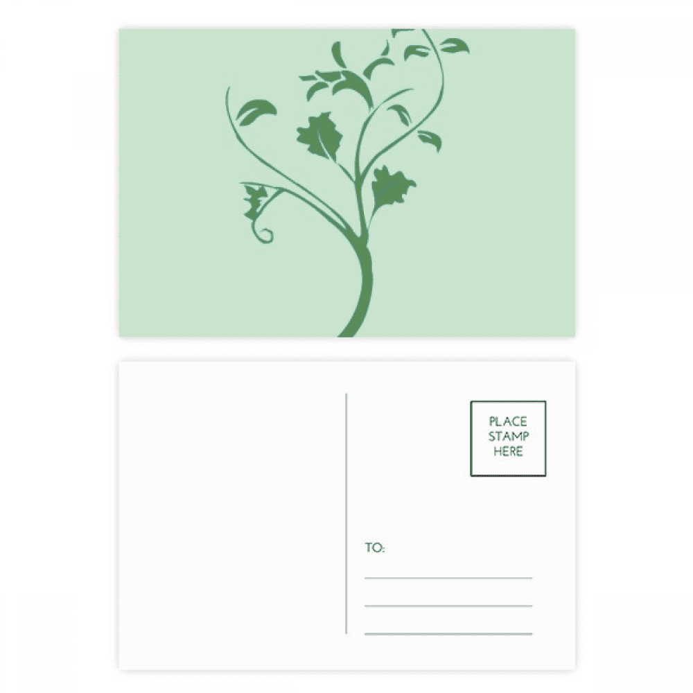 green branches flowers postcard set birthday mailing thanks greeting card