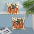 thumbnail image 5 of Fall Pillow Covers 18x18 Set of 2 Orange Pumpkin Leaf and Polka Dot Fall Decor Pillowcase Autumn Thanksgiving Decorative Outdoor Throw Pillow Covers Linen Farmhouse Cushion Case for Sofa Home, 5 of 6