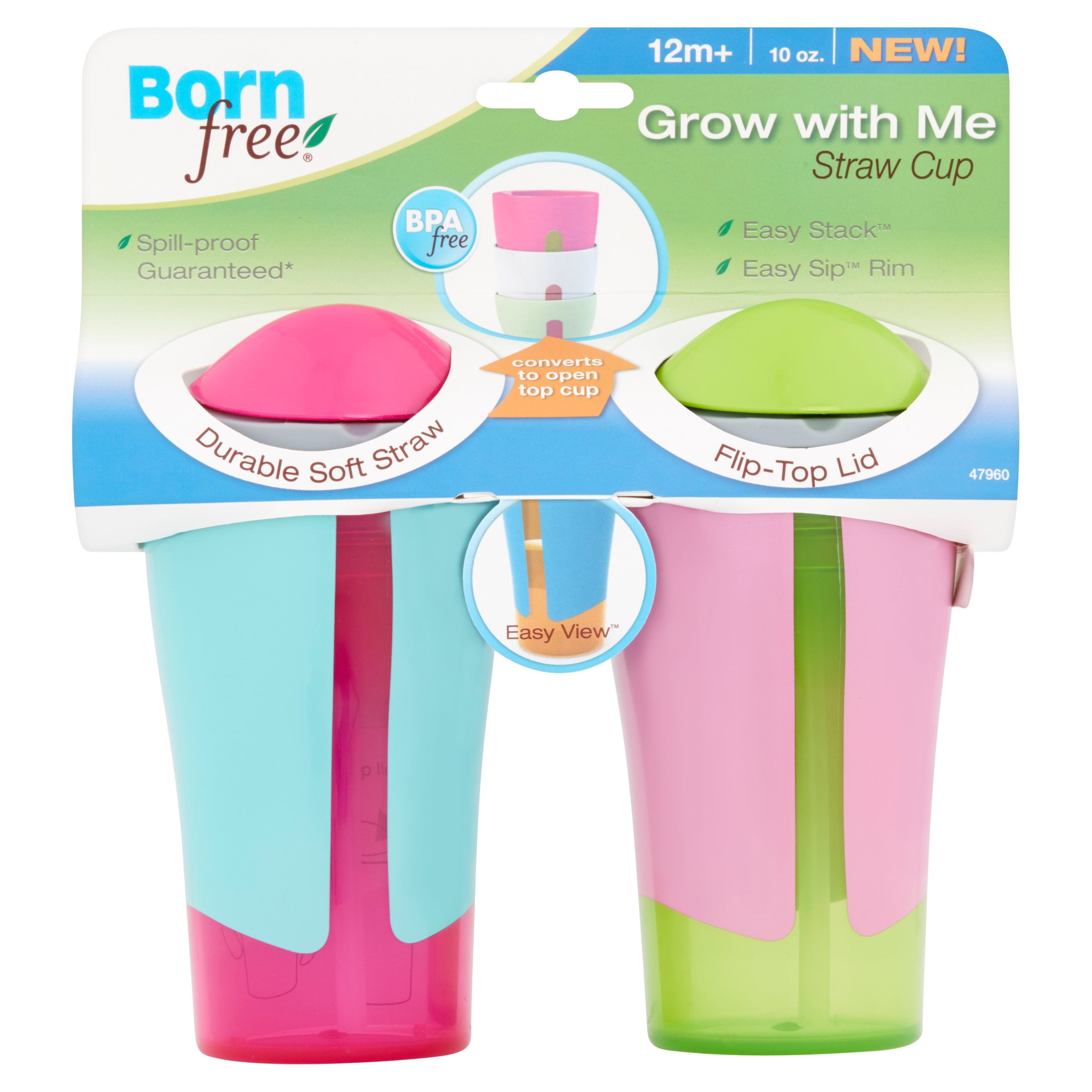 Born Free Grow With Me Straw Sippy Cup 2 pack