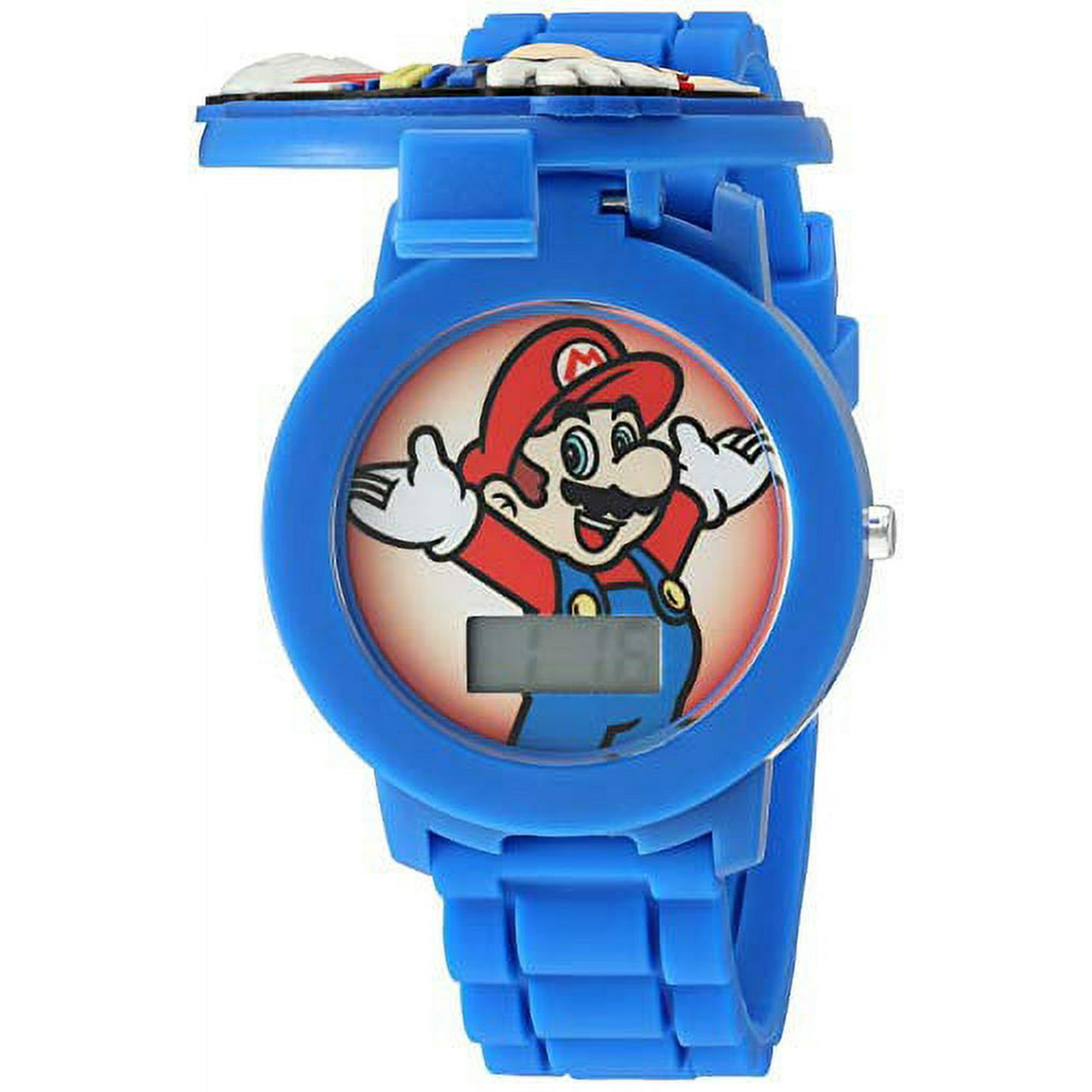 Video Games Super Mario Bros. Kid s Watch with 3D Mario Cover Blue