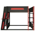 thumbnail image 6 of Euroco Queen Size Bunk Bed with Desk and Shelves, Gaming Loft Bed with USB Ports and LED Light, Black&Red, 6 of 15