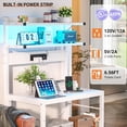 thumbnail image 3 of Bakers Rack with Power Outlet, Microwave Stand, 5 Tiers Coffee Bar Station with Led Lights, Kitchen Storage Shelf with 6 S-Shaped Hooks, Kitchen Rack for Spices, Pots and Pans, White, 3 of 14
