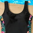 thumbnail image 3 of Girls One Piece Bathing Suit with Tropical Print Shorts Tankini Set Full Coverage Swimwear for 8-13 Years, 3 of 6