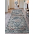 thumbnail image 2 of Bloom Rugs Washable Non-Slip 12 ft Runner - Terracotta / Teal Traditional Oriental Runner for Entryway, Hallway, Bathroom, and Kitchen - Exact size: 2'6" x 12', 2 of 10