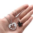 thumbnail image 2 of OIDEA 2PCS Stainless Steel Couples Matching Love Heart Puzzle Pendant Necklace for Friendship Valentines Day，Silver/Black, 2 of 5