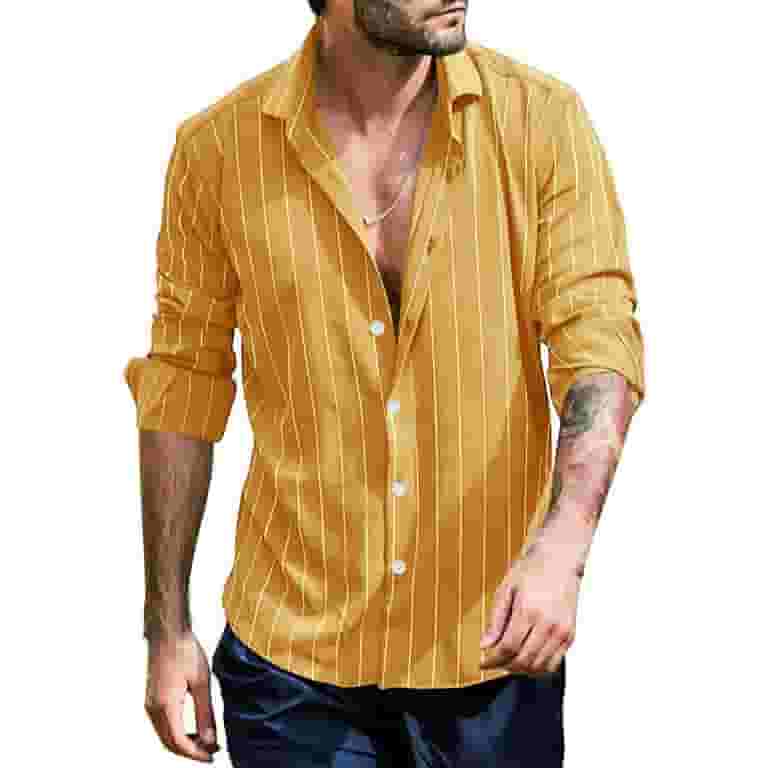 【メール便無料】 Shirts Dress Mens L Business Work Striped Sleeve Long Clothing