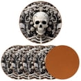 thumbnail image 2 of Skeleton 6pcs Microfiber Leather Round Car Coasters, 11x11 cm/4.3x4.3 in, Cup Holder Mats for Car, Set of 6 Absorbent Drink Coasters, 2 of 6