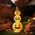 thumbnail image 6 of Halloween Light-Up Pumpkin Tower, Stacked Decor, Spooky Glowing Outdoor Decoration, Vintage Whimsical Porch Display, Fall Home Garden Party (1pc), 6 of 8