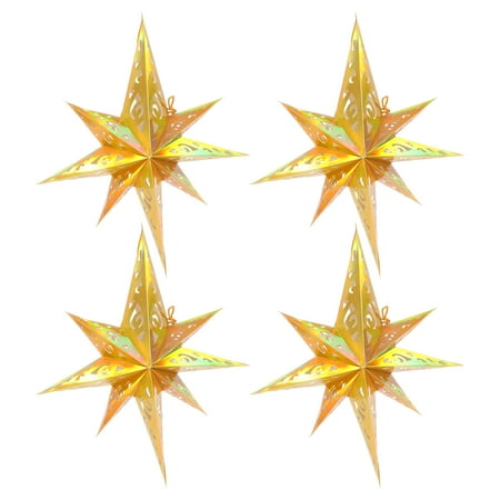 

NUOLUX 4pcs Creative Lampshade Decors Party Hanging Adorns Star-shaped Xmas Pendants